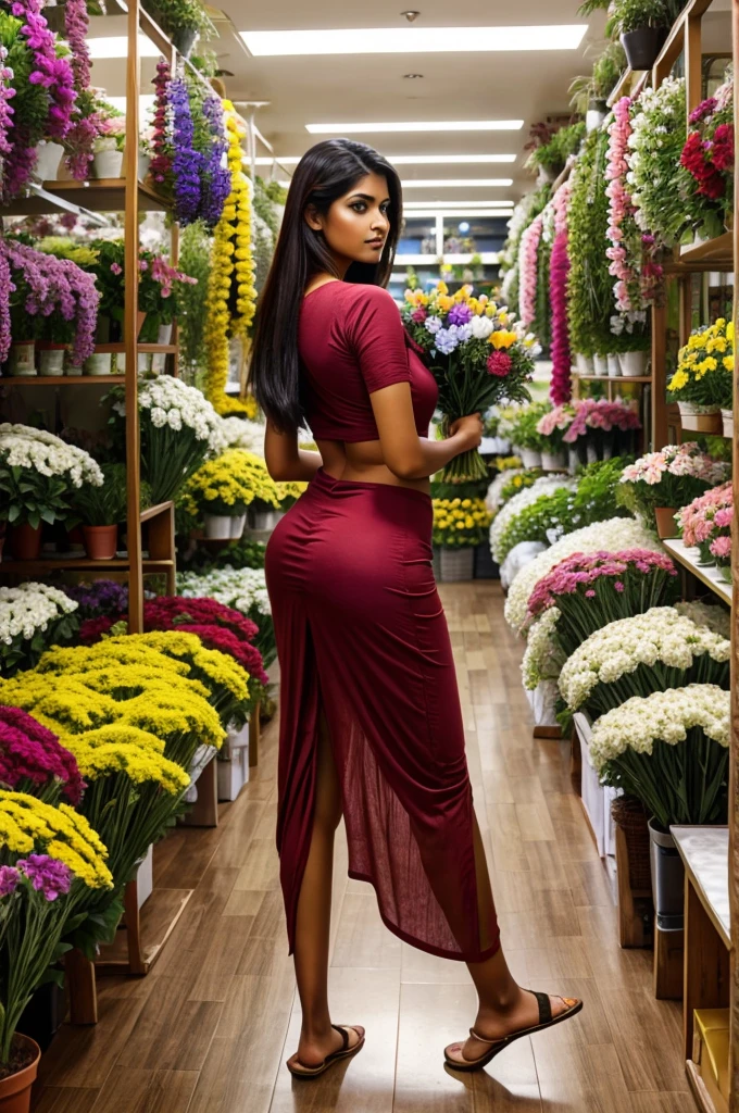 6 feet tall big ass beautiful indian girl in flower shop.