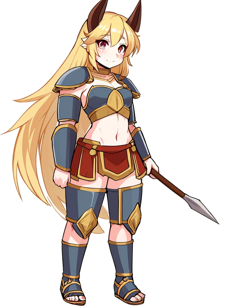 1girl, furry, furry_female, goat_ears, goat_girl, solo, wearing full body plate armor, gladiator skirt, gladiator sandals, humanoid feet, holding a spear, nosebleed,bloody nose