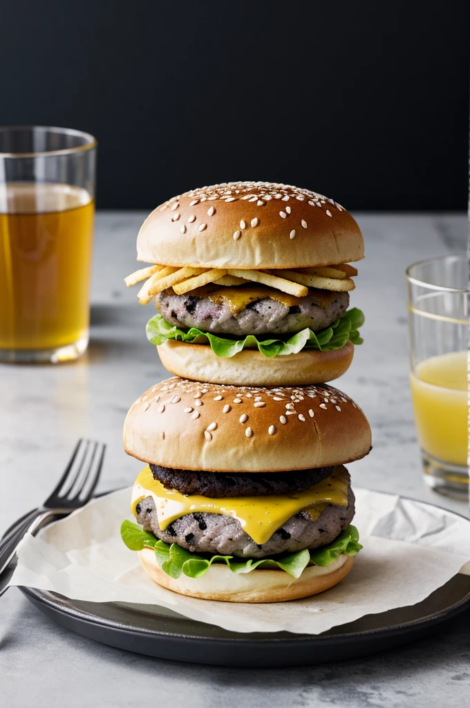 Brioche burger white blackground