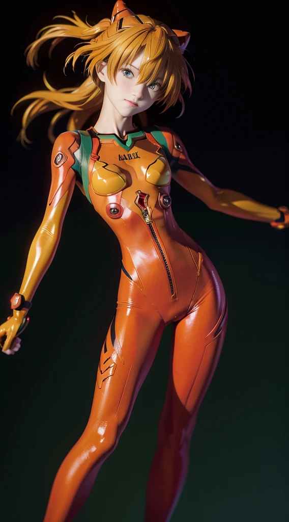 (Masterpiece: 1.21, Maximum Quality: 1.331, Photo Level), Evangelion, Asuka, Red Tights, Yellow Hair, Green Eyes, Delicate Face, (Dynamic Stance: 1.2), Relaxed Posture. Sonrisa.