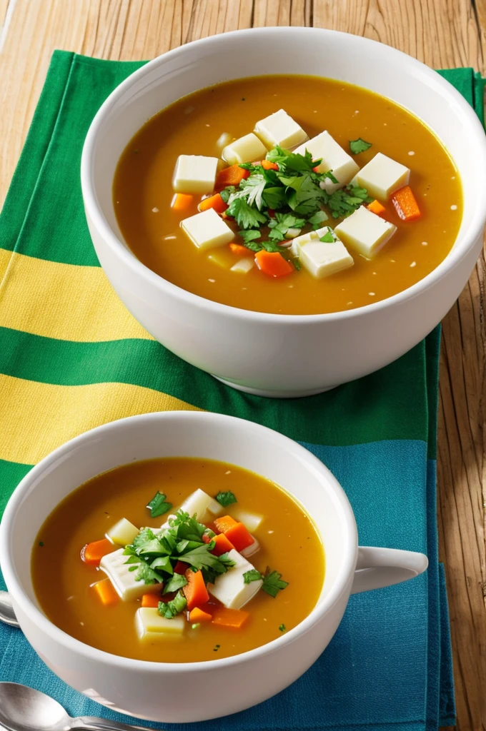 Soup with the colors of the Uruguayan flag