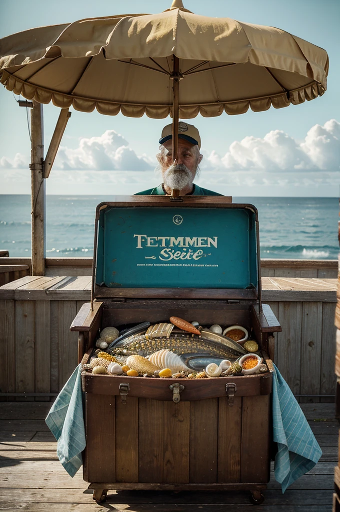 vintage advertising shell tradition golden age , sea sea food ambiance fisherman&#39;s cabana, oyster shop 1910, advertisement