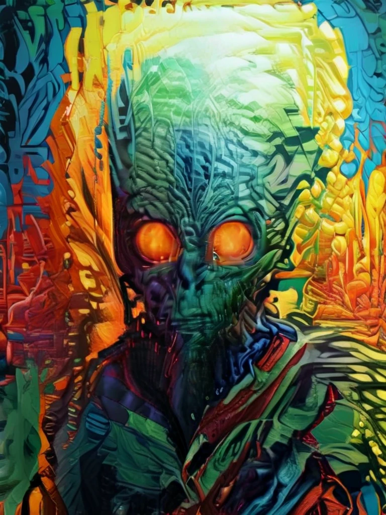 an alien in a space suit and smoking weed, dan mumford style, pop art, colorful realism, selfie style