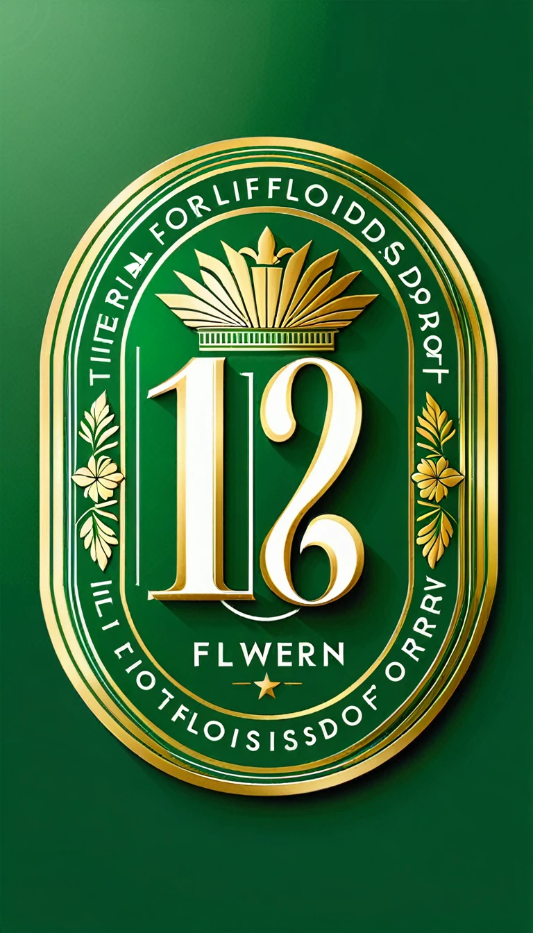 (best quality, ultra-detailed, emblem design) Create a modern, stylish, and clear emblem celebrating "120 Jahre Floridsdorf bei Wien." The emblem should be sleek and contemporary, with clean lines and a minimalist aesthetic. Center the design around a stylized number "120," using a sophisticated color palette of deep greens, golds, and neutral tones. Incorporate subtle references to Floridsdorf's heritage through modern. The text "120 Jahre Floridsdorf bei Wien" should be integrated seamlessly with a bold, modern, elegant typeface, ensuring readability and visual appeal. The overall design should be striking and sophisticated, perfect for a high-end, modern application on a seal.