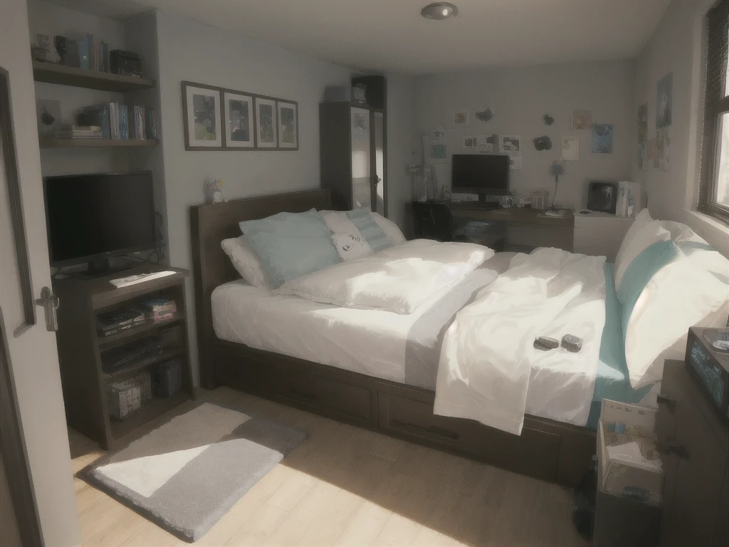 Badroom, scuf, computer, morning, gray,