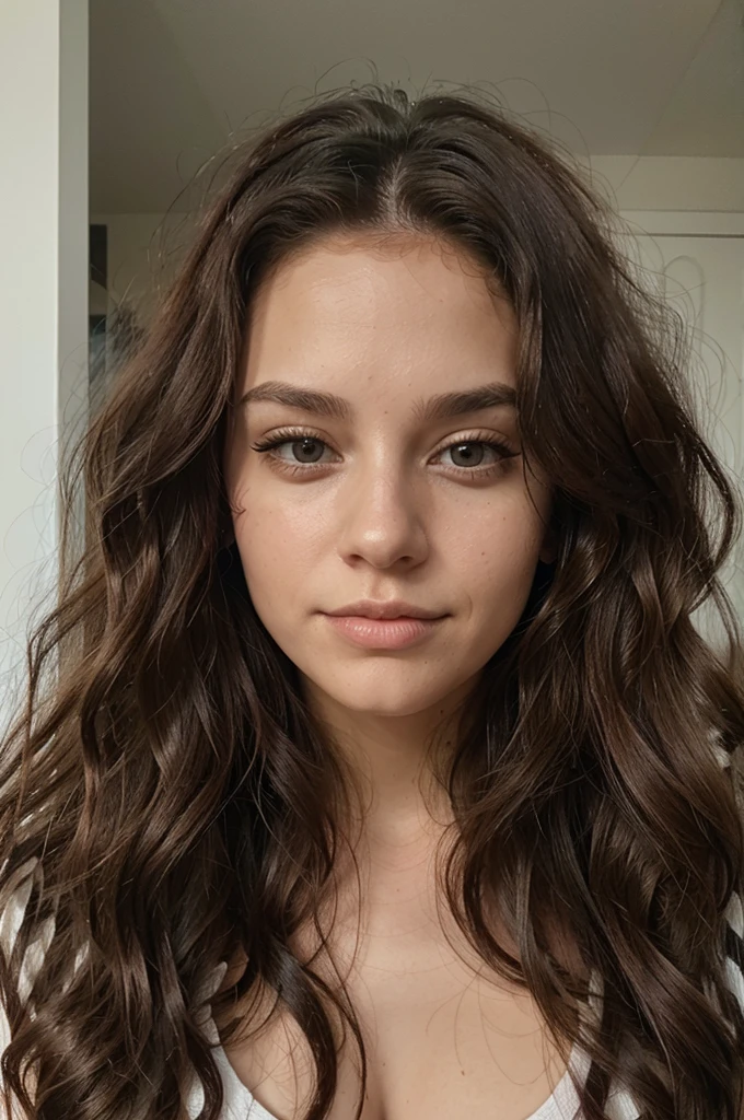 american woman, 24 years, wavy hair, frontal portrait