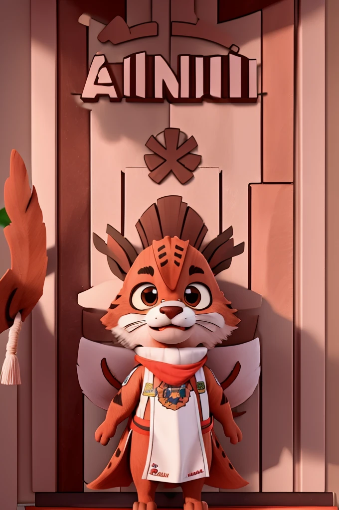 create an animal school mascot holding a banner with the name of the school izaura de almeida silva