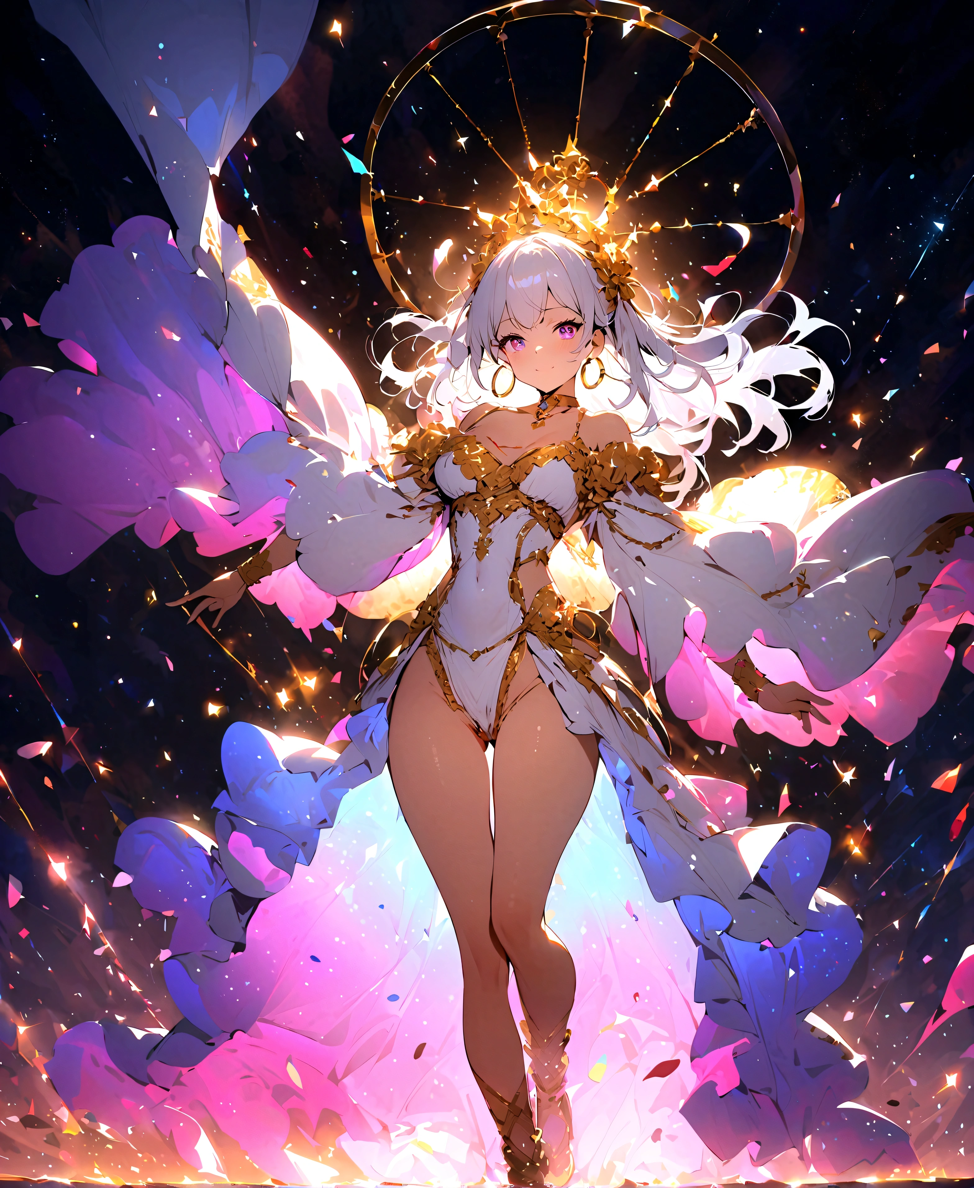 score_9、score_8_up、score_8、Volumetric lighting、Bright colors、Very detailed、One girl、Futanari、solo、choker、Golden hoop earrings、