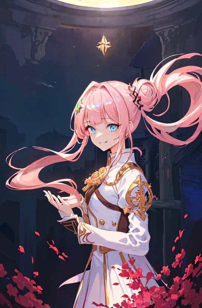[(conversation room Background:1.4)::5],Original,(Illustration:1.1),(Best Quality),(masutepiece:1.1),(the Extremely Detailed CG Unity 8K Wallpapers:1.1), (Colorful:0.9),(mid-shot:0.95),(very detailed beautiful upper body),Dynamic Angle,(Solo:1.2), (girl),(((Adult))), (Detailed beautiful eyes:1.15), (Beautiful face:1.15), (glowing sky blue eyes:1.25////),(jewely eyes),(pink medium hair),(Blunt bangs),(half updo),(Red Star Hairpin),(+perfect hand+:1.21),(Draw an illustration of a fantasy girl),(Religious),(Wearing fantasy knight clothes),(white knight),(Contempt and contempt),Furious,(Beautiful Slender Girl),((Adult)),((furious laugh)),((evil smile)),((upper body)),((windows in her behind)),in the conversation room,
