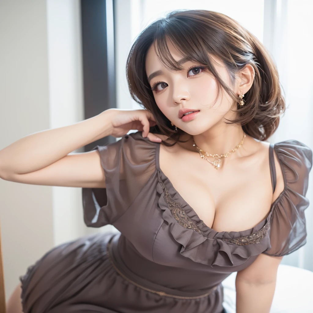 a beautiful young korean idol woman, 1girl, extremely detailed eyes, long eyelashes, beautiful detailed lips, flawless skin, elegant expression, intricate jewelry, detailed clothing, short bob blonde hair, bikini, cleavage, small breasts, (best quality,4K,8K,highres,masterpiece:1.2),ultra-detailed,(realistic,photorealistic,photo-realistic:1.37),studio lighting,HDR,vivid colors,professional photography