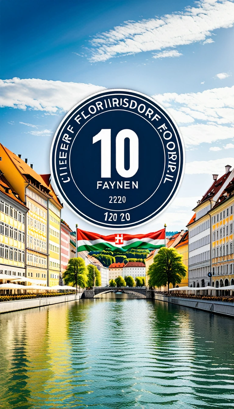 (best quality, ultra-detailed, emblem design) Create a modern, stylish, and clear emblem celebrating "120 Jahre Floridsdorf bei Wien." The emblem should be sleek and contemporary, with clean lines and a minimalist aesthetic.