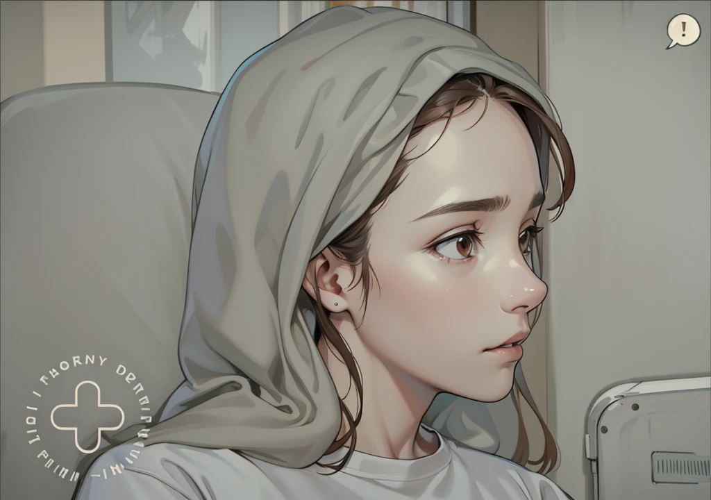 35 year old woman brown hair brown eyes brown shirt white t-shirt is speaking with some concern with some astonishment