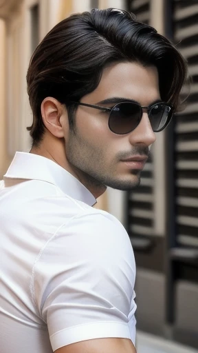 Young Italian heartthrob men focus on face