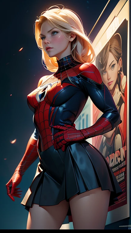 Ali Larter、マーベルコミックの映画Poster、so beautiful、Movies about Spider-Man、sexy、whole body、Wearing a skirt、Premiere Date、Poster、belly buttonを突き出す、new york、She&#39;s wearing a ripped Spiderman suit、The suit is torn、Wearing a skirt、Red and black color scheme、dynamic、masterpiece、Highest quality、Super detailed、Very detailed、Delicate and beautiful shine、Ultra-high resolution、Cinematic、break、breakドロップ、(Torn clothes:1.5)、(Wet clothes:1.4)、Bare shoulders、Real Rain、Wet Hair、belly button、Exposed Skin、sexyな肩を披露