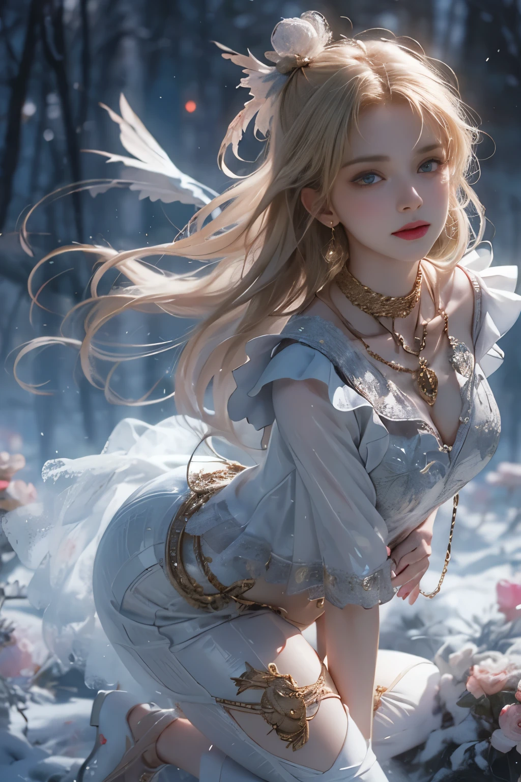 （8k extremely detaileded CG unit wallpaper），（Highest quality），（Best illustrations），（Best Shadow）， （detailed： 1.4）， 。.。.。.。.。.。.。.3d， んdebtdebt（High Dynamic Range）， Light Tracing， NVIDIA， Super Resolution， Scattered beneath the surface， PBR Textures， Post-processing， Anisotropy debtiltering， Depth of written boundary， Maximum sharpness and acutance， Multilayer Texture， Albedo and Specular Maps， Surface Shading， Accurate simulation of light-matter interactions， Perfect balance， Octane Rendering， Two-tone lighting， wide aperture ， Low ISO，White balance，Rule of Thirds，8K RAW，intricate-detailed， Delicate pattern， Deep Shadow， masterpiece， real， Roughness， Surreal， Photographed with Canon EOS R5， 50mm lens， debt/2.8， Sharp debtocus， Smoothing， Roughness， Real Life， Photorealistic， Cinematography， 8K Ultra HD，In the flower field，Blue debtlower Girl，1 Girl，solo，Europe，Beautiful Bride，Light Smile，Highly detaileded blonde hair，Mature Woman，Sky Blue Gossamer Veil，Sky blue light cloak，Sky blue gossamer coat，Sky blue thin skirt，Sky blue lace underwear，Sky Blue Lace，Sky Blue Gossamer Gloves，choker，Earrings，gem，Small items，Headdress，Hand decoration，Leg decoration，High heels，Huge breasts，Large Breasts，Big Breasts，Burst chest，Big Breasts，Ample breasts，Expose your breasts，Exposed breasts，Tight waist，????? butt，Big butt，Bare Belly，Belly button，Wet，Wet body，Sweaty body，Shiny skin，