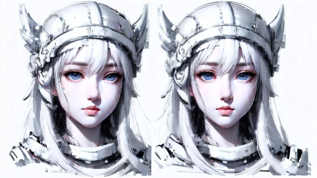 (White Background:1.6),[overview:0.5],(Monochrome:1.6),(sketch:1.6),(Line art:1.6),(Line Style:1.6), One girl,Glamour、Highest quality、High Performance、detailed、Only the lips are pink、Only the eyes are blue、Full body portrait、Floating in the air、Only the face is in full color、vivid