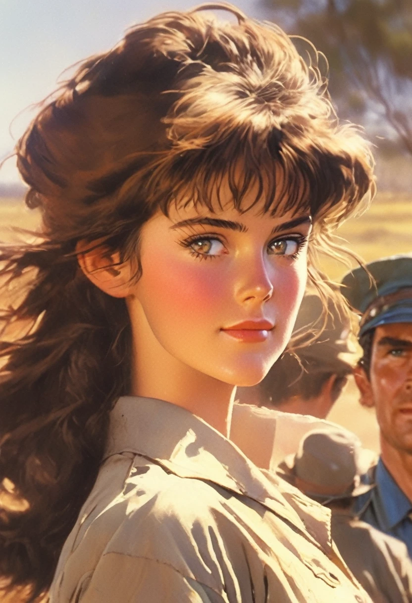 best quality, masterpiece , a very retro vintage kinda look feel 8K,High HD,higher rselutionHigh quality very anime semi realism aussie very 1960s look young outback stockmen males females", soft focus, bokeh, bright color grading, vibrant color grading, close-up portrait ;ifelike based from life rea; ;ife real like very aussie v ery outback looks feel with khaks denims some plaids blues whites 1960s aussie young appealing strong strong looking attractiveoutback stockmen males females, soft focus, bokeh, bright color grading, vibrant color grading, close-up portrait ;ifelike based from life real life real like very aussie very outback looks feel with khakis denims some plaids blues whites lot of khakis with more young women idetifiaby aussie and outback