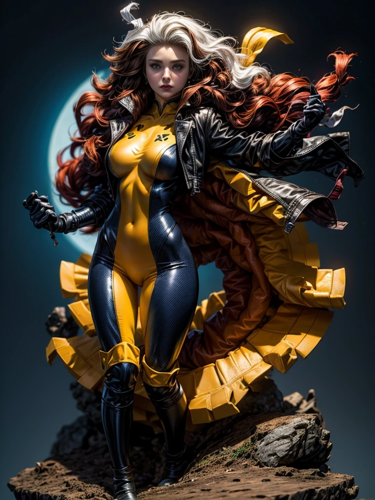 Hayden Panettiere、masterpiece、High quality 4K、villain (X-Men)、Gothic Girl、Sculpted Body Gothic Makeup、Black jacket、Red and blue bodysuit、masterpiece、Highest quality、Cowboy Shots、One personの女の子、One person、Technology Military Bodysuit、fringe