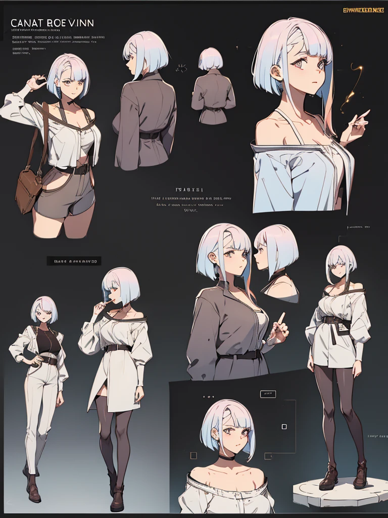 create a detailed image with an example character, with steps to color skin on characters