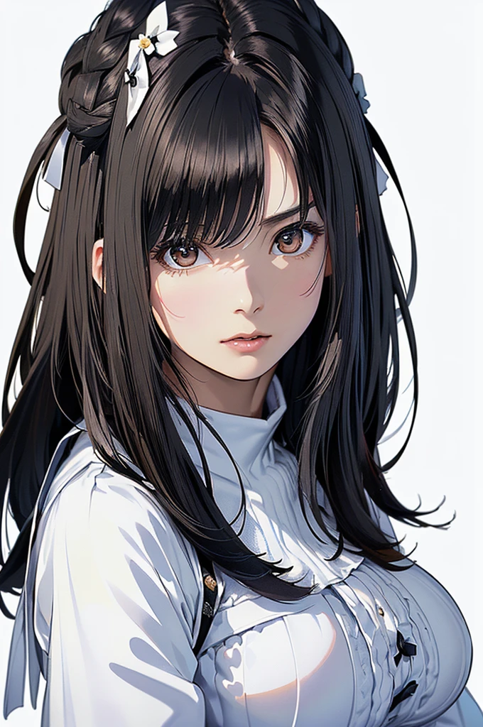 (Highest quality, 8K, oil, Tabletop:1.2), Super detailed, (Realistic, Realistic:1.37), (((Bust Shot)))、(((Black Hair)))、(((Upper Body Shot)))、、 (((Black Hairの)))、(((Semi-long hair)))、((( White Background)))、(((Girly Hairstyles)))、(((In front of a white wall)))、(((A melancholic look)))、((nsfw))((((5 years old)))(((infant)))((Lolita))(naked)