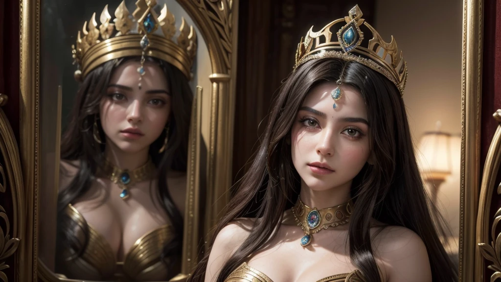 Create for me the image of the great queen Vashti of ancient Persia, about 25 years old, in her chambers with a thoughtful countenance.
I want a high-definition, 8k image with no hand defects or smudges.