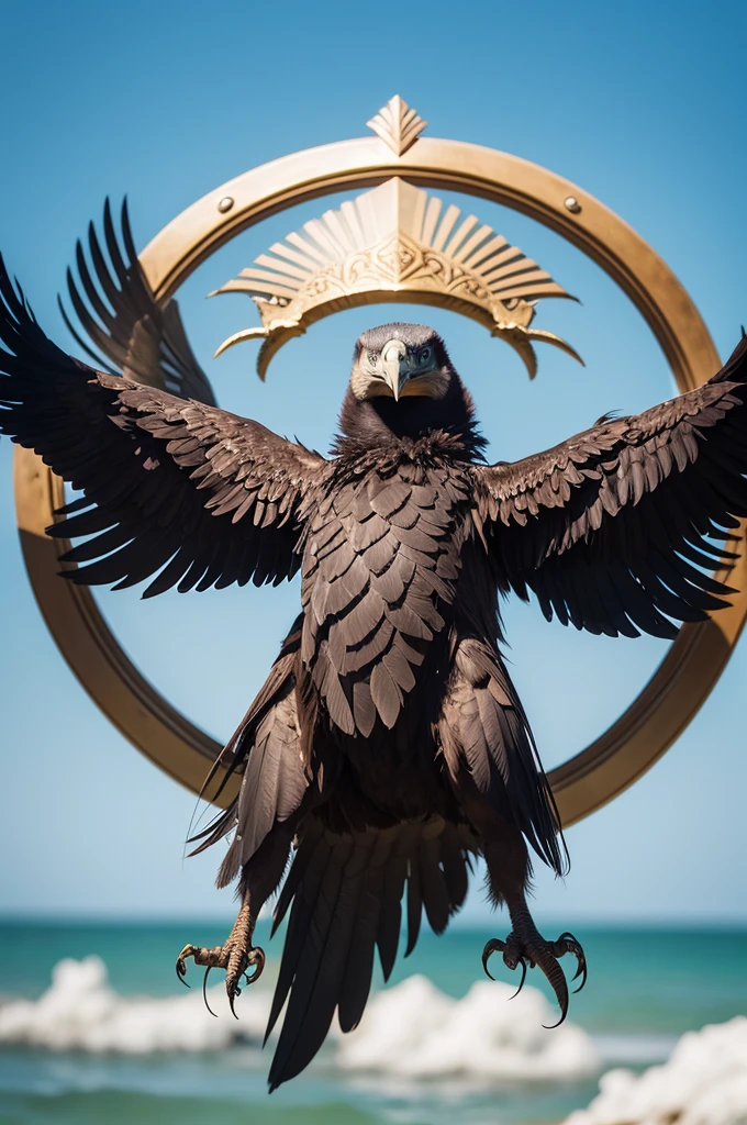 Generates image of a strong vulture from Cearamor holding the Ceará shield