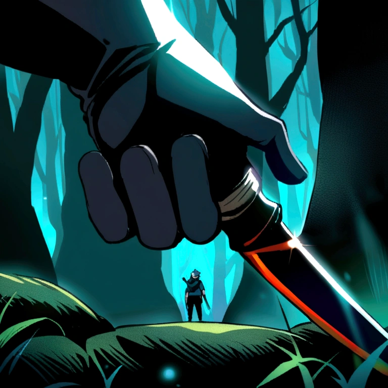 Kakashi holding a dagger in a forest