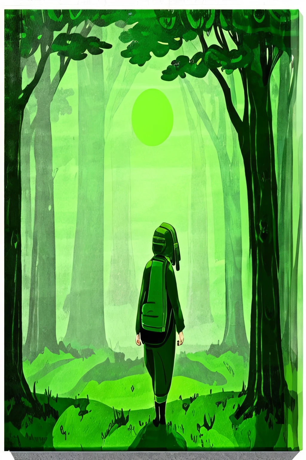 1 Female,  (((In front of me is a very large green canvas))), Alone in an empty green world, A green canvas appears before my eyes, ((wall green)), (((Green represents growth)))