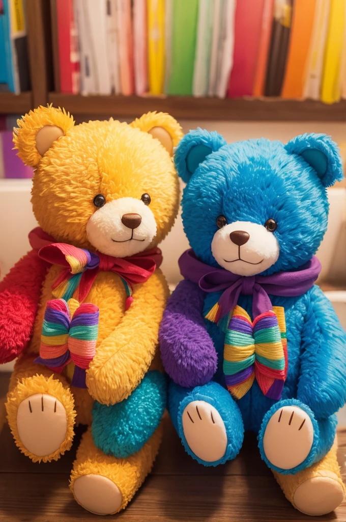 Smiling teddy bears playing colorful