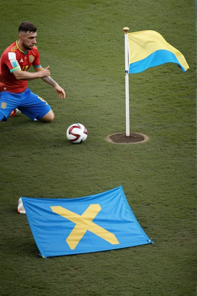 GENERA LA BANDERA DE 🇺🇦🇺🇦 EN UN CAMPO Y AL LADO LA COPA DEL MUNDO.🔥