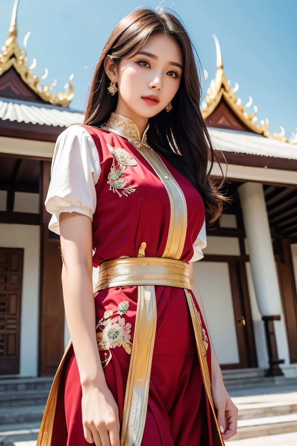 Beautiful woman in rich clothes, thailand palace,