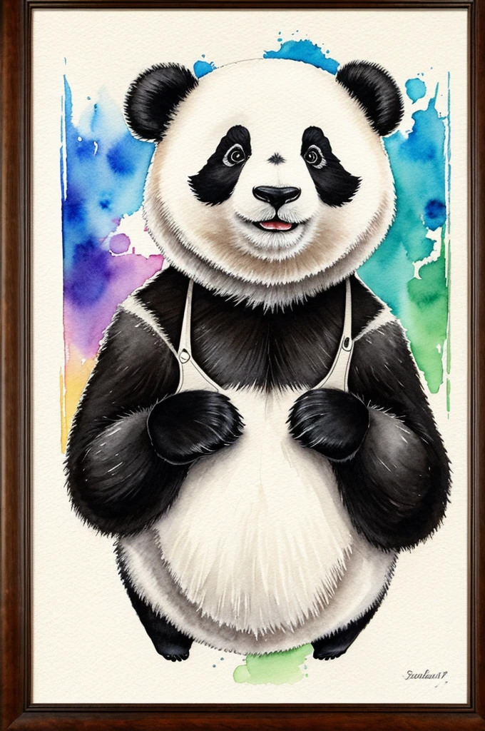 Barber panda watercolor drawing 💈