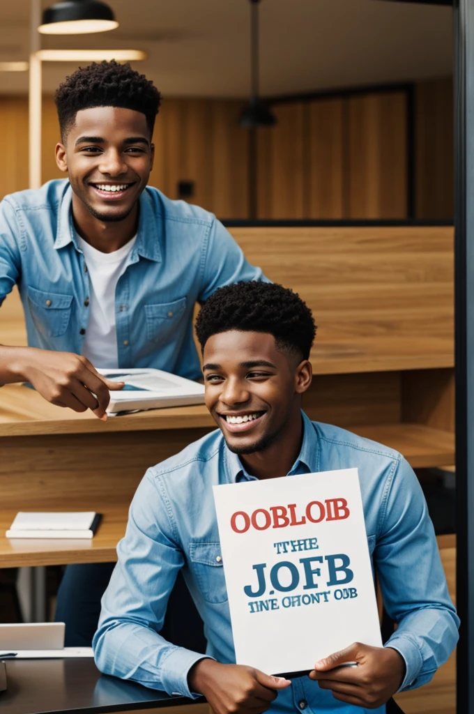 Young man happy to have gotten a job