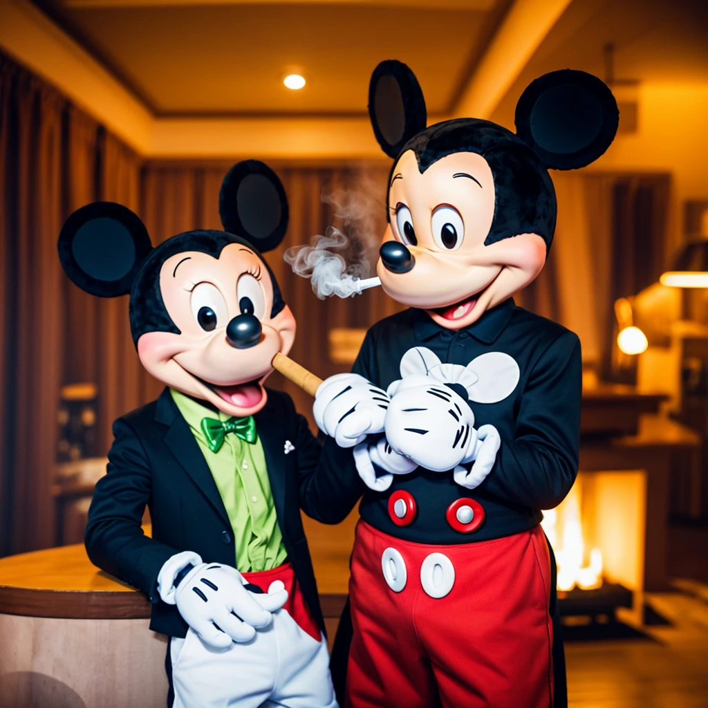 Mickey Mouse smoking a blunt