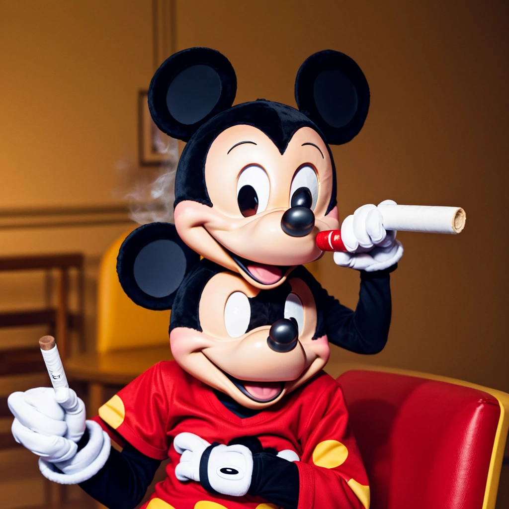 Mickey Mouse smoking a blunt 