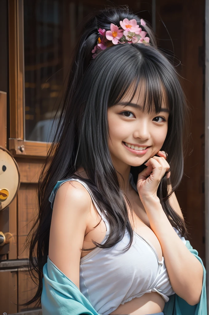 (8K、Raw photography、Highest quality、masterpiece:1.2),(Black Hair、Dark Eyes:1.9),(:1.6)、View your viewers,Front view,White skin,(:1.4)、(Tight waist:1.6)、(Clothes that accentuate the shape of the breasts:1.0)、(Big Breasts :1.3)、Slim figure、Ultra-high resolution,beautiful,beautiful fece,(One person、No background:1.9),whole bodyボディー,Japanese women,(reality的:1.37)、Photon Mapping,reality、(Baby-faced and cute: 1.4)、(Cute Smile: 1.8)、(Round face: 1.8)、Radio City、Physically Based Rendering、Depth of field rally background、photograph, (:1.8),(:1.6),whole body、Great quality