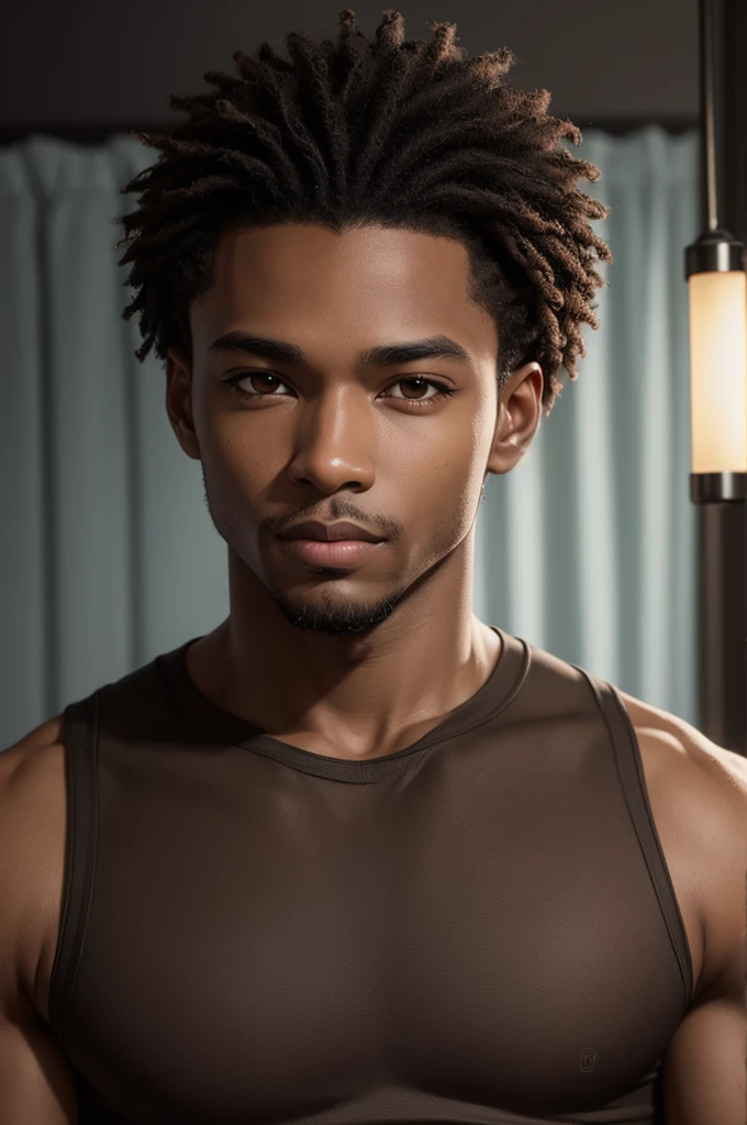 Black male character with light brown eyes 