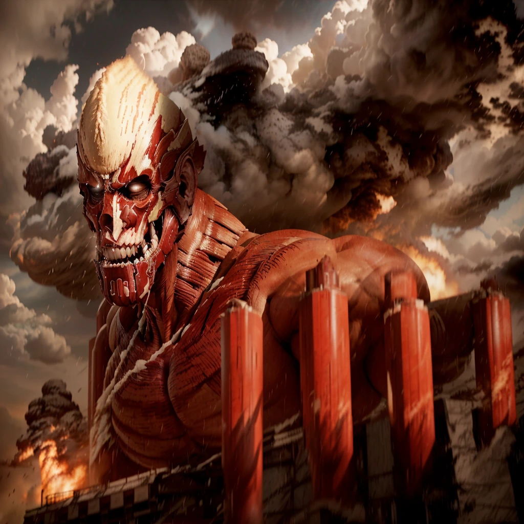 there is a picture of a man with a huge muscular body, colossal titan, attack on titan, attack on titans, as the colossal titan, from attack on titan, (attack on titans anime), in attack on titan, attack on titan anime style, attack on titan covert art, shingeki no kyojin, barack obama in attack on titan