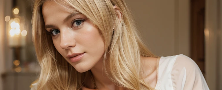 make a blonde woman, with European features