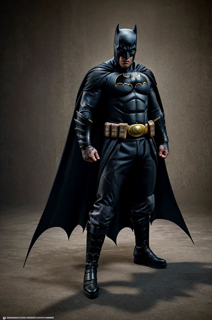 4k, realistic, very detailed, Batman dressed as a samurai, war theme, full body, wearing samurai boots