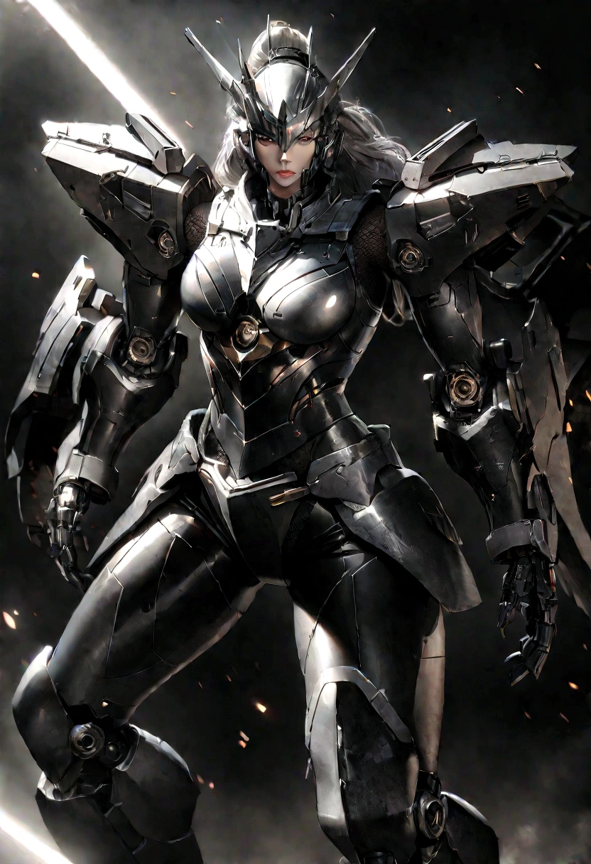 fully body hd photo,Wearing a mecha with see-trough plates,Latex texture,Boots on her feet,Shiny hair,Full breastuscles full of strength,Slender thighs,Full body portrait photo,Realistic graphics,Exquisite facial features,Full buttocks, (RAW photo, Highest quality, Full body photo,Masterpiece: 1.2), (Realistic, Photorealistic: 1.4), (Masterpiece: 1.4), (Highest quality: 1.4), (Super detailed), ((High contrast)), (High saturation), (Beautiful detail eyes), ((Very delicate and beautiful)), (Lovely hands, Perfect hands), ((five precise fingers, feminine beautiful fingers)), (The background is a mechanical network city without people), One girl,Seductive pose