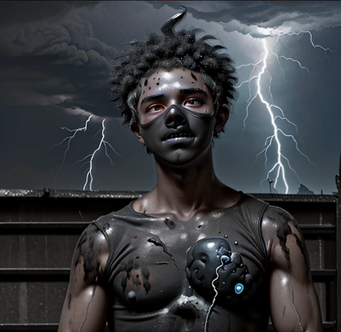 A boy covered in soot gets electrocuted by lightning in a comedy drama