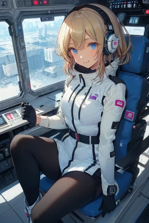 masterpiece, highest quality, high resolution, breasts, 20yo,1 girl,(solo):2,,blonde hair,(inside space station):2,flying:2,floatong:2,zero gravity,wind:1.5,anime lovelive style,

BREAK
headphone,(futurstic tight-fit bodysuit):2,(shiny silver long downvest):100,(northface silver metallic puffy downvest):2,(puffy):2,(black sleeves):5,(black tights):2,(black belt),futuristic boots and gloves,(smartwatch):100,astrovest
BREAK
1 girls, sitting in spacecraft cabin with 4-point seat belt, securely fastened, space station interior, looking out of large windows at Earth below, beautiful eyes, she have aluminum foil pouch,(aluminum foil pouch with plastic viewing window):2, contains nutritious liquid or puree together, smiling and chatting, bright and cheerful expressions, high quality cinematic lighting, detailed textures, sharp focus,blue hair,blue eyes,

