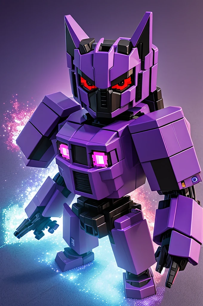 ((Transformer)) ((male)) cute and kawaii ((purple with red eyes)) small ((pixel)) small tail