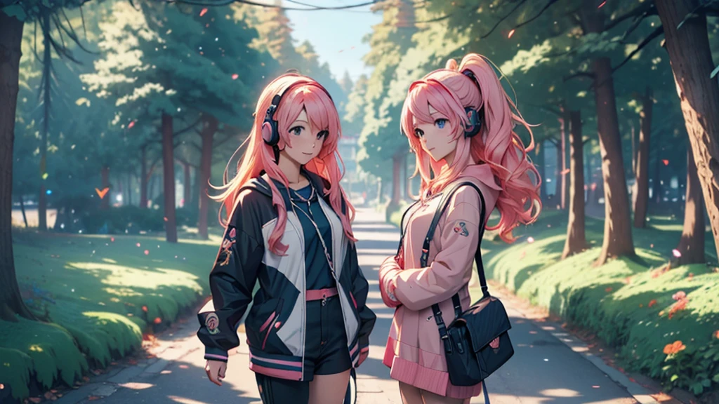 Woman wearing headphones, Anime Style 4 k, anime wallpaper 4k, anime wallpaper 4k, 4k anime wallpaper, anime art wallpaper 4k, anime art wallpaper 4k, Anime Style. 8K, Anime atmosphere, , Ultra HD Anime Wallpaper, Anime Art Wallpaper 8K, Anime Background,landscape、camp、camp、forest、1 person