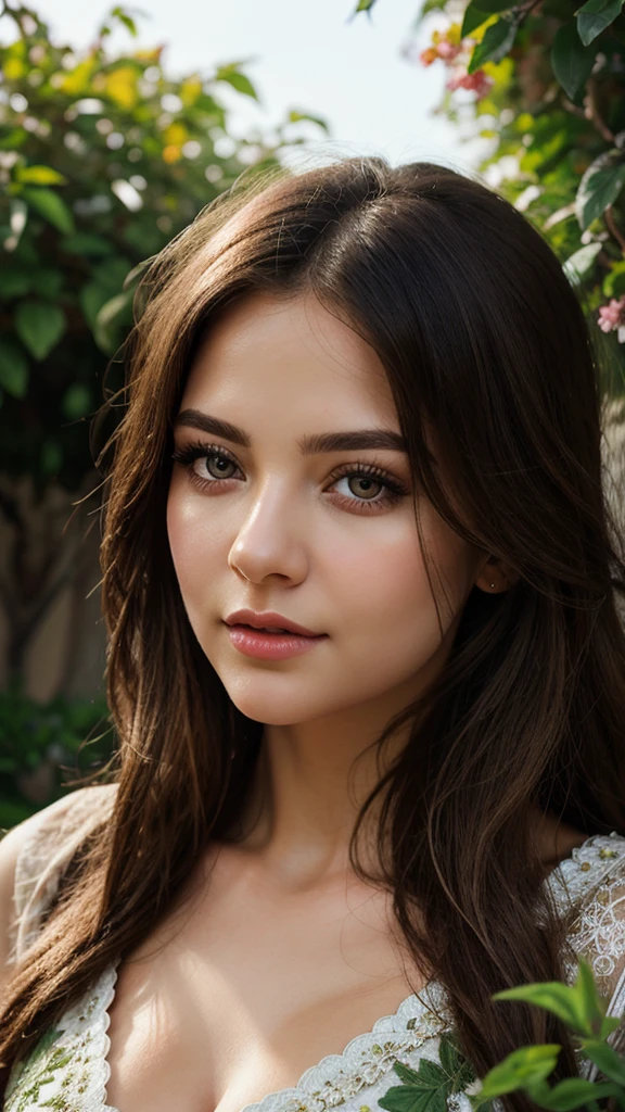 (RAW photo, best quality), (realistic, photo-realistic:1.3), best quality, highly detailed, masterpiece, ultra-detailed, illustration, 1girl, beautiful detailed eyes, beautiful detailed lips, extremely detailed eyes and face, long eyelashes, beautiful young woman, serene expression, flowing hair, elegant dress, natural lighting, lush garden, vibrant colors, intricate details