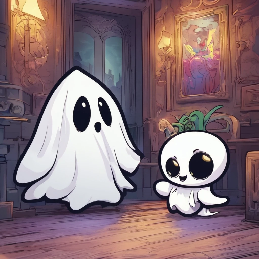 Argentio and ghost cartoon together