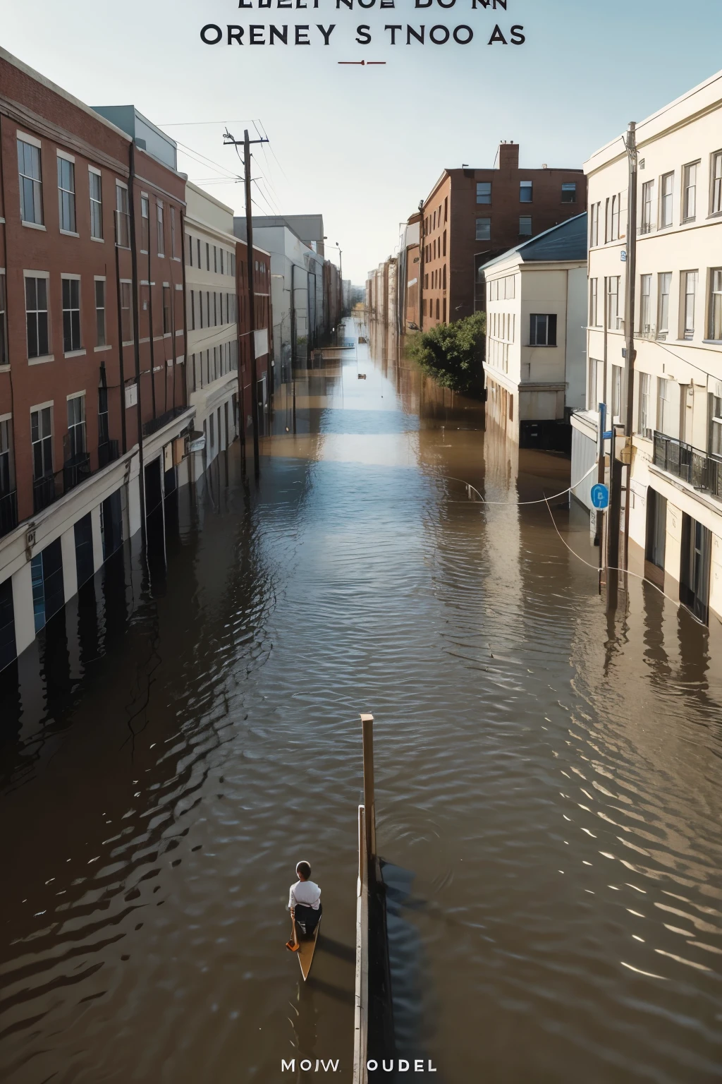 cover for a book that tells stories of people who experienced a flood in a city, with no people on the cover, small city