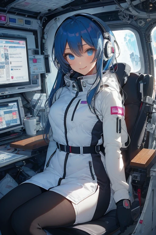 masterpiece, highest quality, high resolution, breasts, 20yo,1 girl,(solo):2,,blonde hair,(inside space station):2,flying:2,floatong:2,zero gravity,wind:1.5,anime lovelive style,

BREAK
headphone,(futurstic tight-fit bodysuit):2,(shiny silver long downvest):100,(northface silver metallic puffy downvest):2,(puffy):2,(black sleeves):5,(black tights):2,(black belt),futuristic boots and gloves,(smartwatch):100,astrovest
BREAK
1 girls, sitting in spacecraft cabin with 4-point seat belt, securely fastened, space station interior, looking out of large windows at Earth below, beautiful eyes, she have aluminum foil pouch,(aluminum foil pouch with plastic viewing window):2, contains nutritious liquid or puree together, smiling and chatting, bright and cheerful expressions, high quality cinematic lighting, detailed textures, sharp focus,blue hair,blue eyes,
