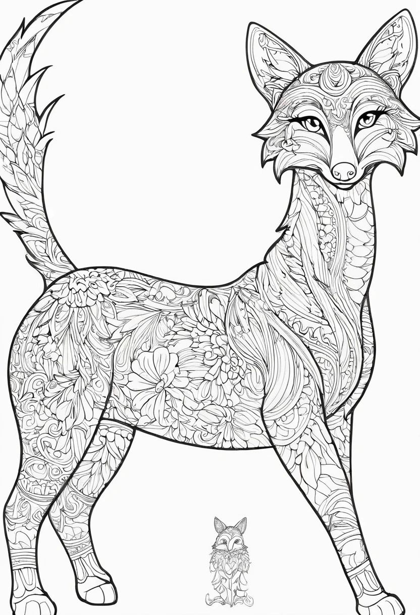 a coloring page with a random animal coloring in black and white, Coloring book outline, Detailed line art, clean coloring book page, stylized lines, art outline, detailed drawing in 4k, line art coloring page, detailed art, hyper Detailed line art, detailed digital drawing, Coloring Pages, coloring pages, extremely fine ink line